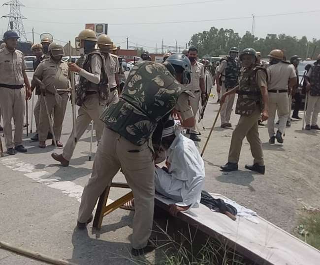करनाल में किसानों पर लाठीचार्ज