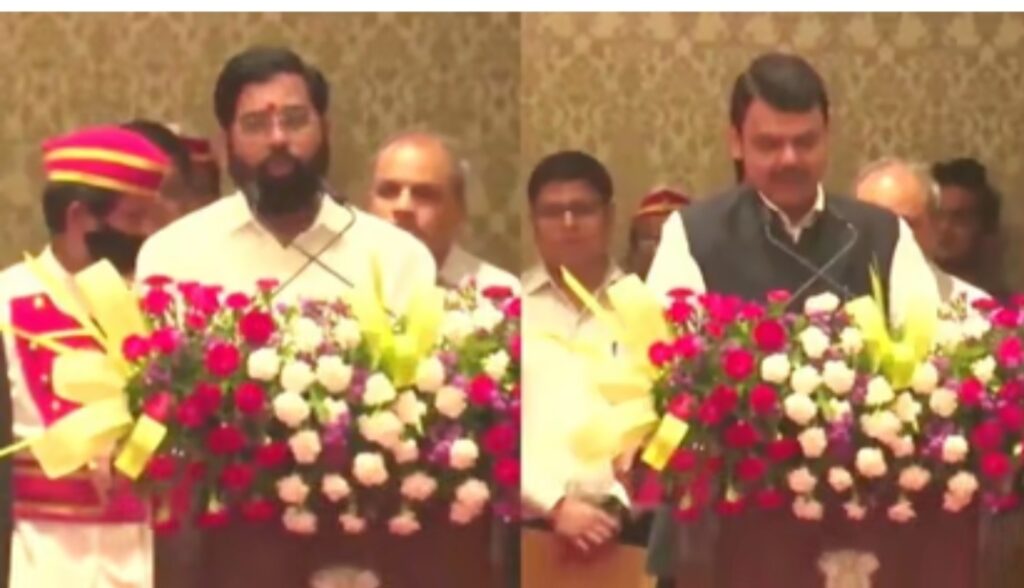 एकनाथ शिंदे ने मुख्यमंत्री पद की शपथ ली, फडणवीस बने डिप्टी सीएम