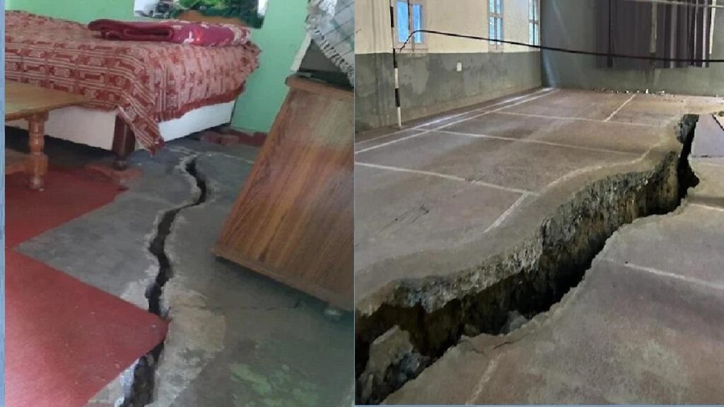 जोशीमठ पर अस्तित्व का खतरा मकानों में दरार, धंसती सड़क