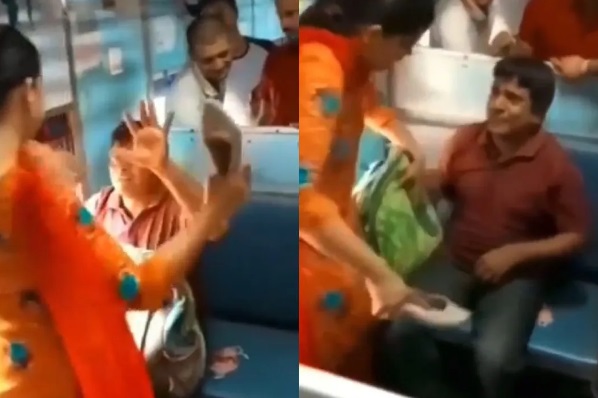 ट्रेन में अश्लील हरकत करना पड़ा युवक को महंगा, महिला ने चप्पल से की ताबड़तोड़ पिटाई