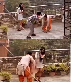 वैलेंटाइन मानते लड़की लड़का को माँ ने दी दनादन