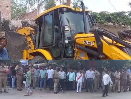 उन्नाव में अवैध मार्केट पर चला बुलडोजर, DM ने लिया एक्शन, चारों तरफ दिखी खाकी