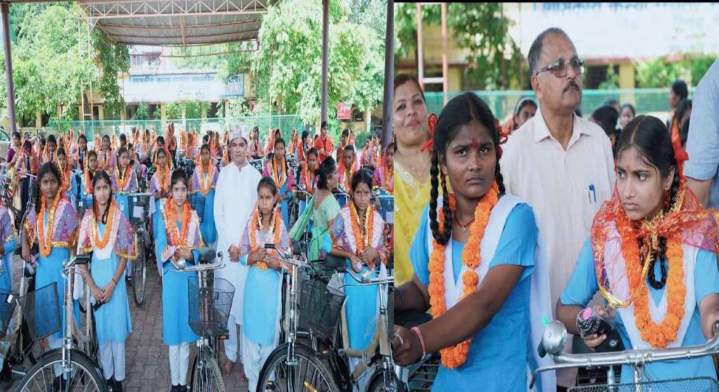 नवरात्रि के अवसर पर विधायक रिकेश सेन ने 4 स्कूल की 80 बालिकाओं को दी सायकल, तिलक लगा, माला पहना, चुनरी ओढ़ा कर उपहार भी दिया