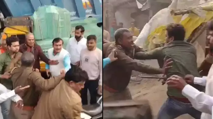 वाराणसी में कार से खींच कर थाना प्रभारी को भीड़ ने दौड़ा-दौड़ा कर पीटा, किसी तरह से जान बचाकर भागे, देखें वीडियो