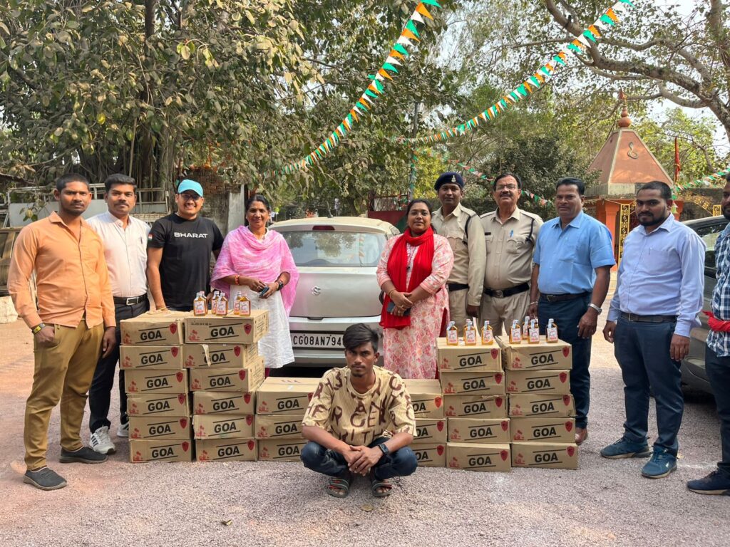 आबकारी विभाग दुर्ग ने जप्त की करीब 7 लाख की एम.पी. की मदिरा