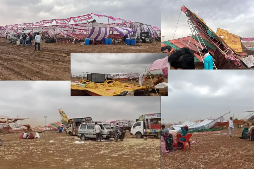भयंकर अंधड़ और जोरदार बारिश में उड़ गए सामूहिक विवाह सम्मेलन के टेंट, स्कूलों में भेजे दूल्हा-दुल्हन, अफरा-तफरी में जान बचाकर भागे रिश्तेदार