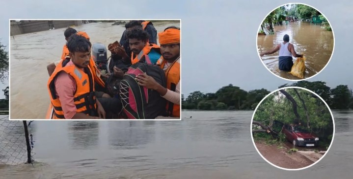 उफान पर शिवनाथ नदी, SDRF की टीम ने बाढ़ में फंसे 32 लोगों को बाहर निकाला, रिहायशी इलाकों में घुसा पानी