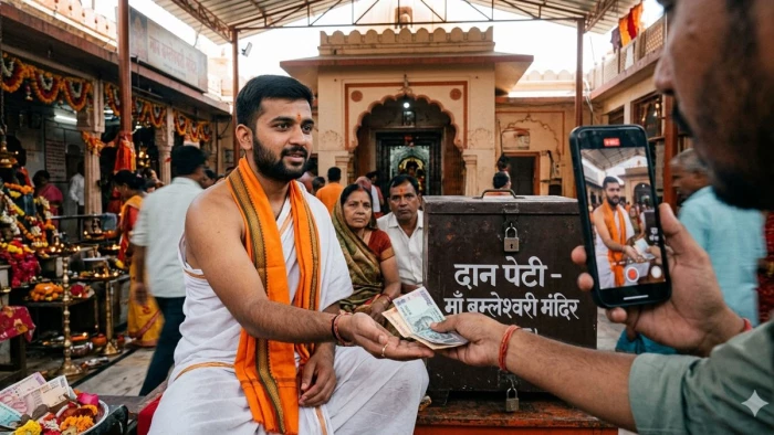 छत्तीसगढ़: कैमरे में कैद पुजारी का खेल… दान पेटी की जगह हाथ में लिए पैसे, बम्लेश्वरी मंदिर ट्रस्ट ने लिया एक्शन